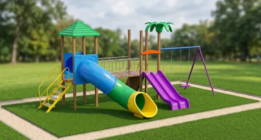 Playground modular infantil con área de juego