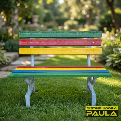 Banco de Plaza de Madera Plástica — Serie Multicolor — Serie Madera Plástica Multicolor