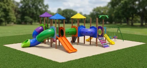 4 Torres Parque Infantil Modular — Medida 11 x 7,5 — Serie Mega Diversión Extrema