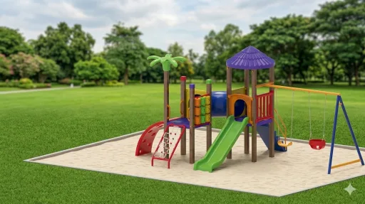 2 Torres Parque Infantil Multicolorado — Medida 7 x 7 — Serie Súper Completa