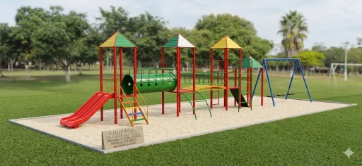 4 Torres Parque Infantil Metálico — Medida 12 x 6 — Modelo Itapúa