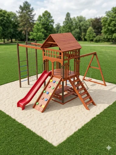 1 Torre Parque Infantil Rústico Premium — Serie Madera — Serie Rústica Premium